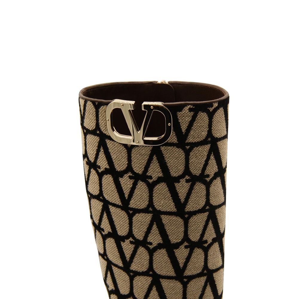 Valentino Garavani Beige Canvas High Heel Boots | Regal Royce