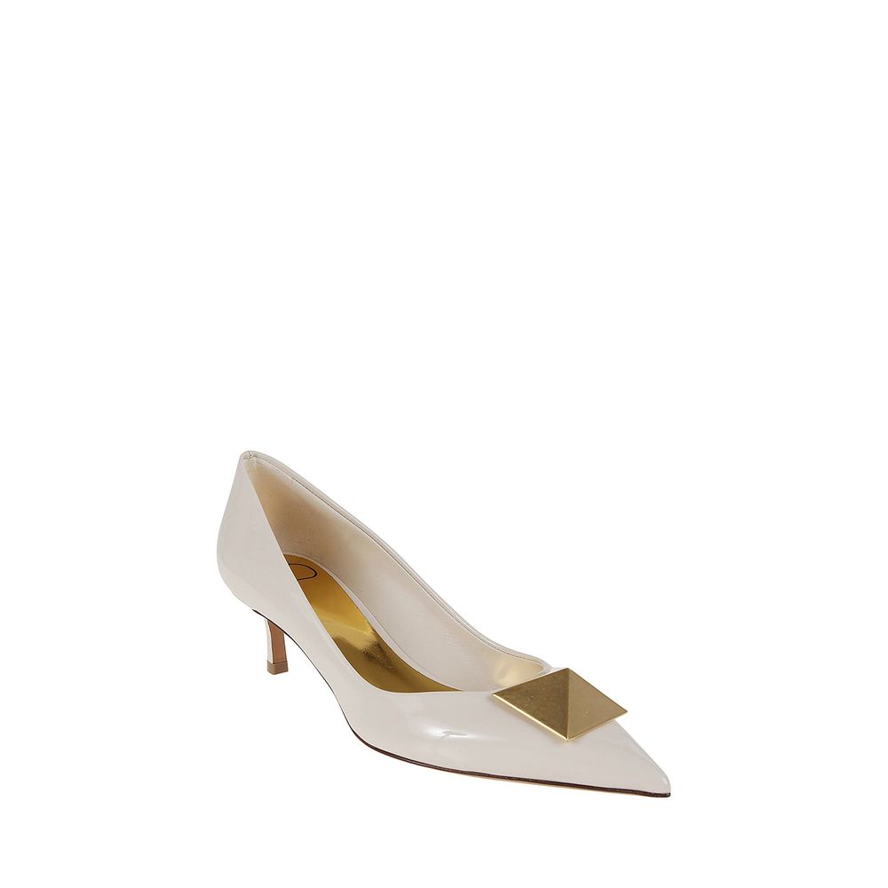Valentino Garavani White Leather Mid Heel Pumps | Regal Royce