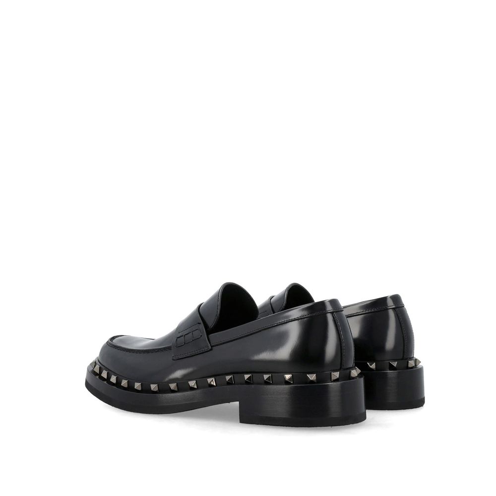 Valentino Garavani Black Calfskin Platform Loafers | Regal Royce