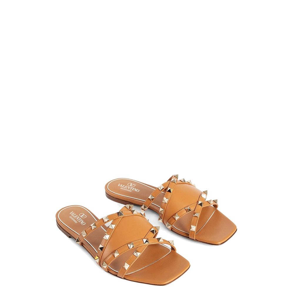 Valentino Garavani Brown Calfskin Flat Sandals | Regal Royce