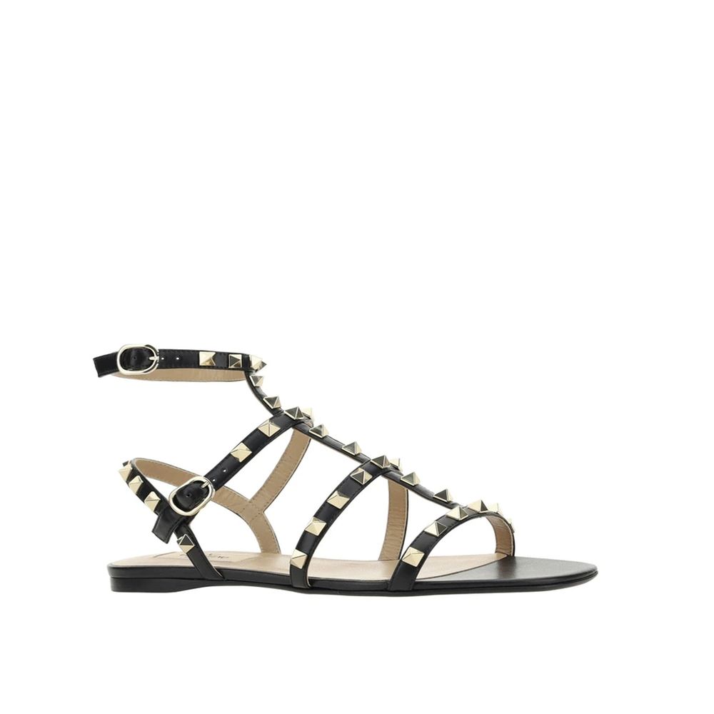 Valentino Garavani Black Calfskin Sandals | Regal Royce