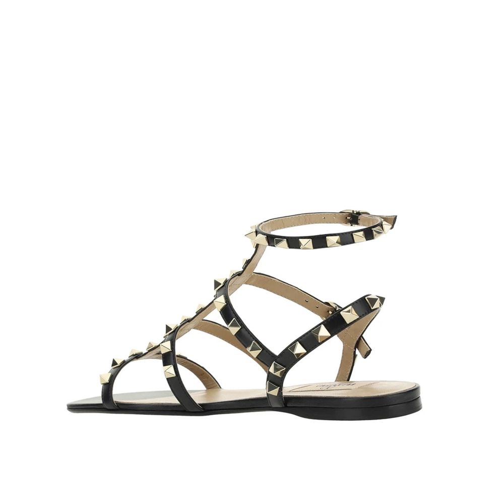 Valentino Garavani Black Calfskin Sandals | Regal Royce