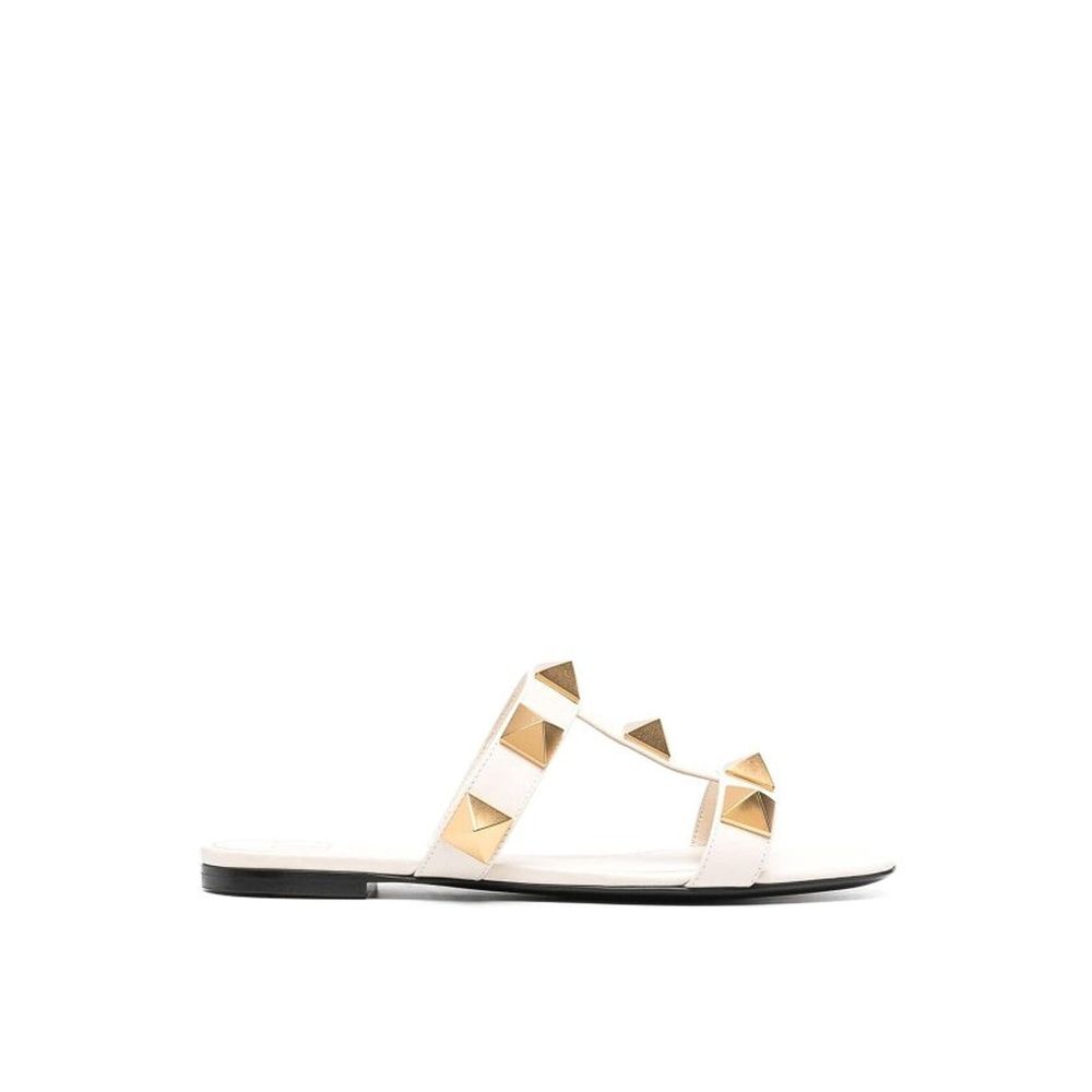 Valentino Garavani White Calfskin Flat Sandals | Regal Royce