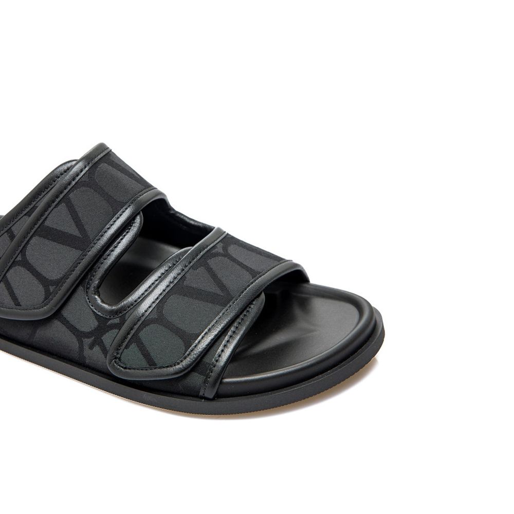 Valentino Garavani Black Fabric Sandals | Regal Royce