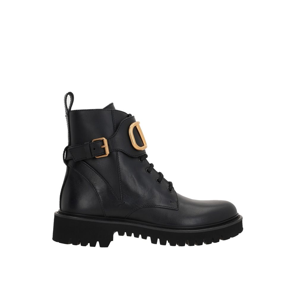 Valentino Garavani Black Calfskin Lace-Up Boots | Regal Royce