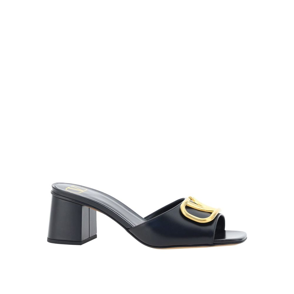 Valentino Garavani Black Calfskin Flat Sandals | Regal Royce