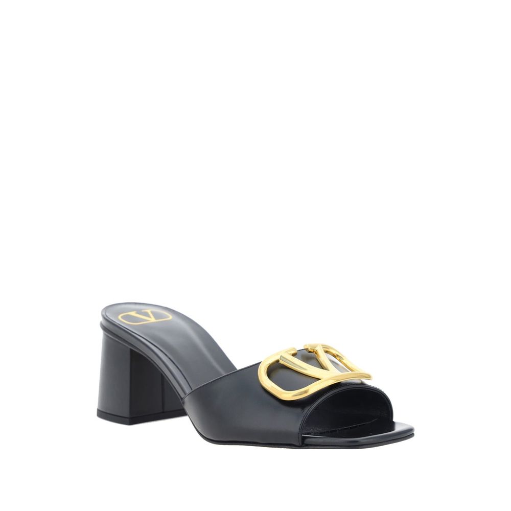 Valentino Garavani Black Calfskin Flat Sandals | Regal Royce