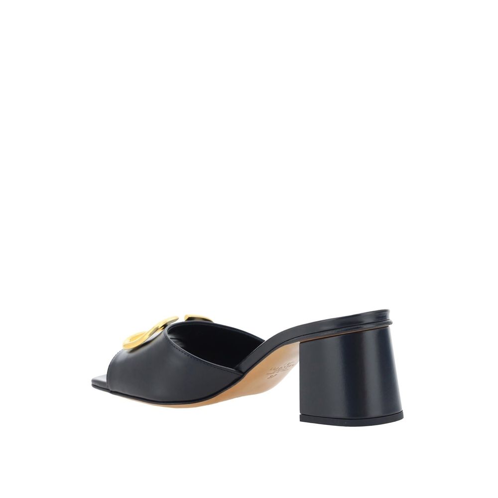 Valentino Garavani Black Calfskin Flat Sandals | Regal Royce