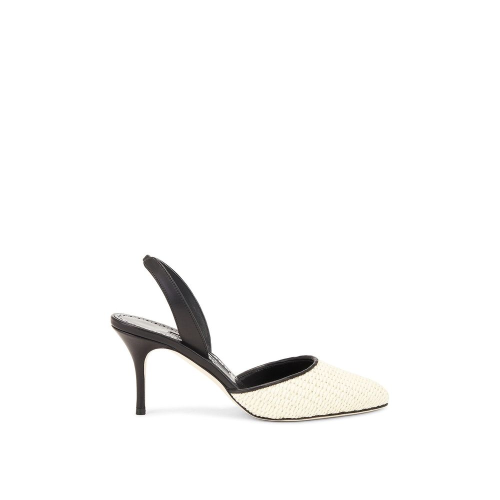 Manolo Blahnik Black Raffia Mid Heel Pumps | Regal Royce