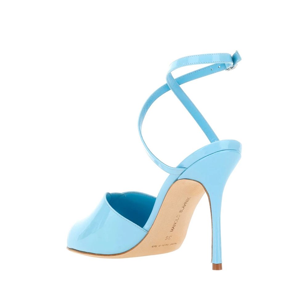 Manolo Blahnik Blue Calfskin Stiletto Heel Sandals | Regal Royce