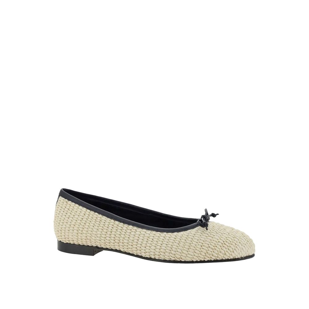 Manolo Blahnik Beige Raffia Ballet Flats | Regal Royce