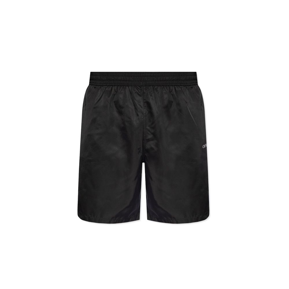 Off-White Black Polyester Swim Shorts | Regal Royce