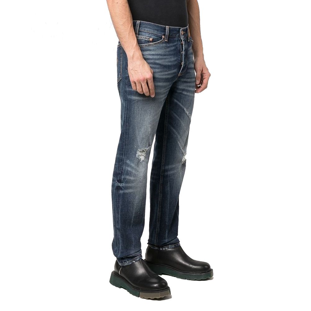 Palm Angels Blue Cotton Straight-Leg Jeans | Regal Royce