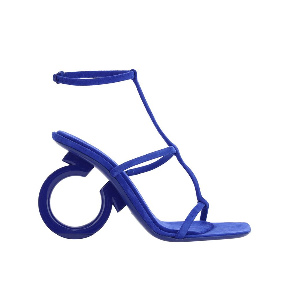Salvatore Ferragamo Blue Calfskin Stiletto Heel Sandals | Regal Royce