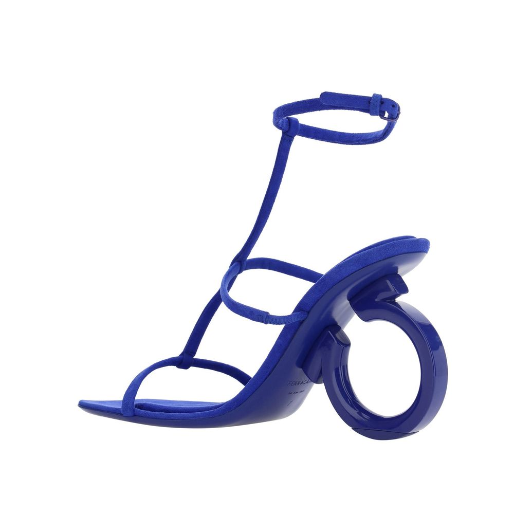 Salvatore Ferragamo Blue Calfskin Stiletto Heel Sandals | Regal Royce