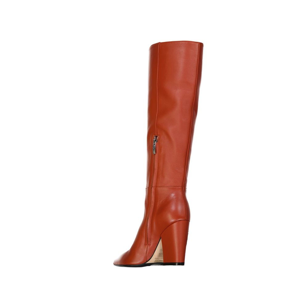 Sergio Rossi Orange Lamb Leather Ankle Boots | Regal Royce