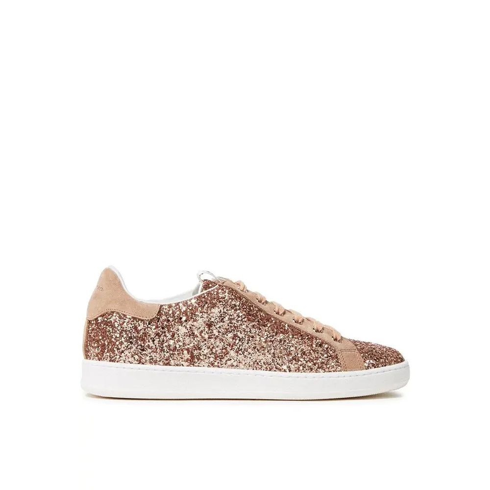 Sergio Rossi Rose Gold Fabric Low Top Sneakers | Regal Royce