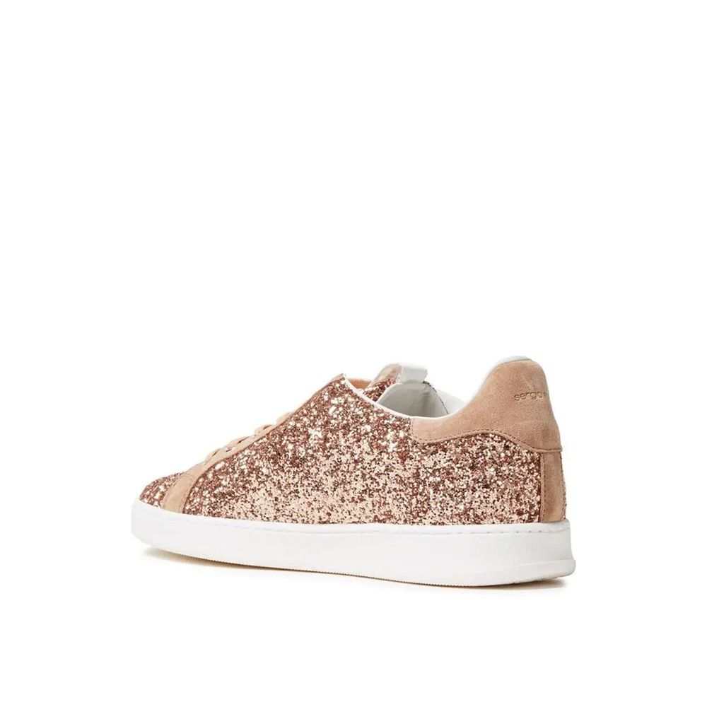 Sergio Rossi Rose Gold Fabric Low Top Sneakers | Regal Royce