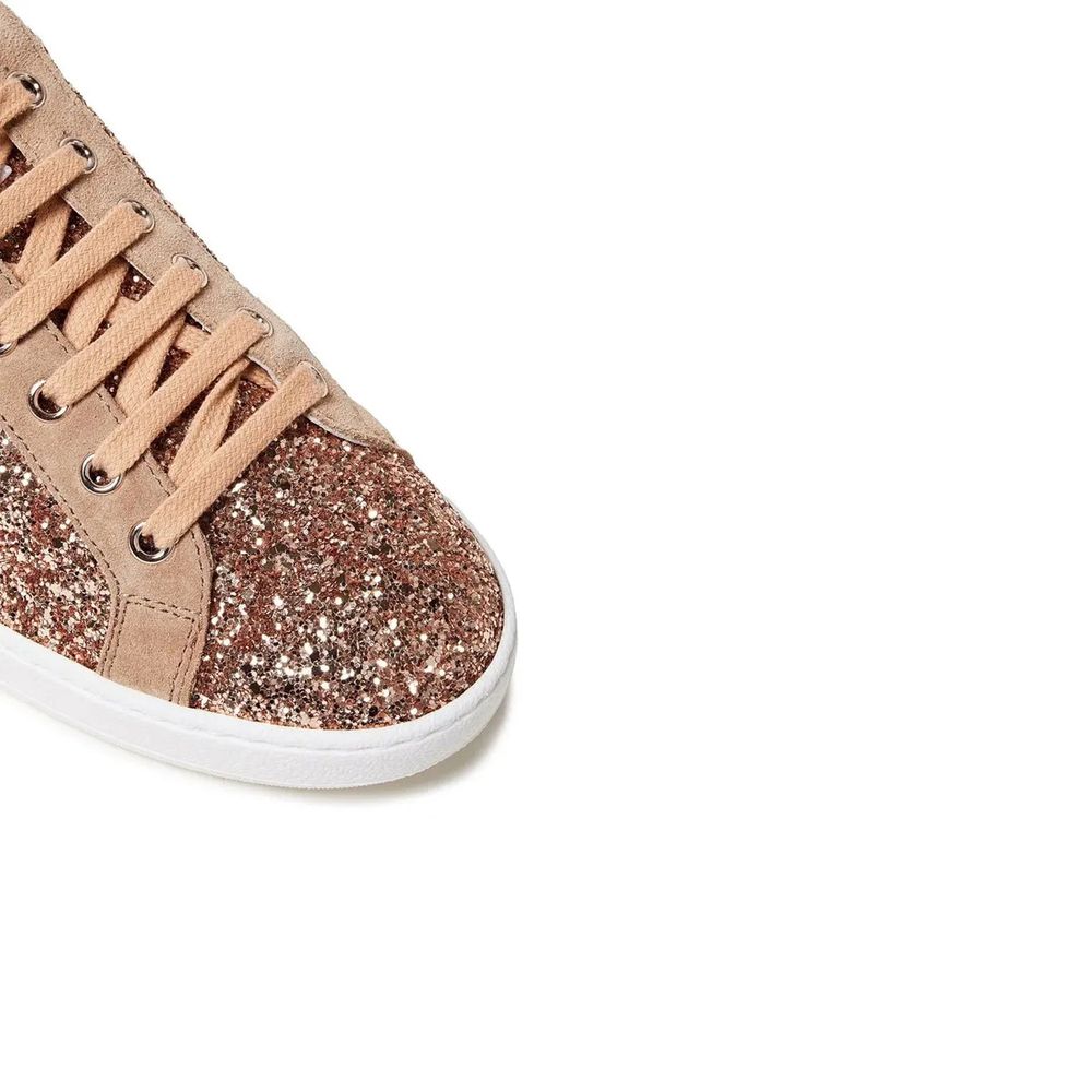 Sergio Rossi Rose Gold Fabric Low Top Sneakers | Regal Royce