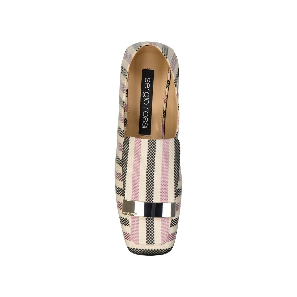 Sergio Rossi White Fabric Slip-On Loafers | Regal Royce