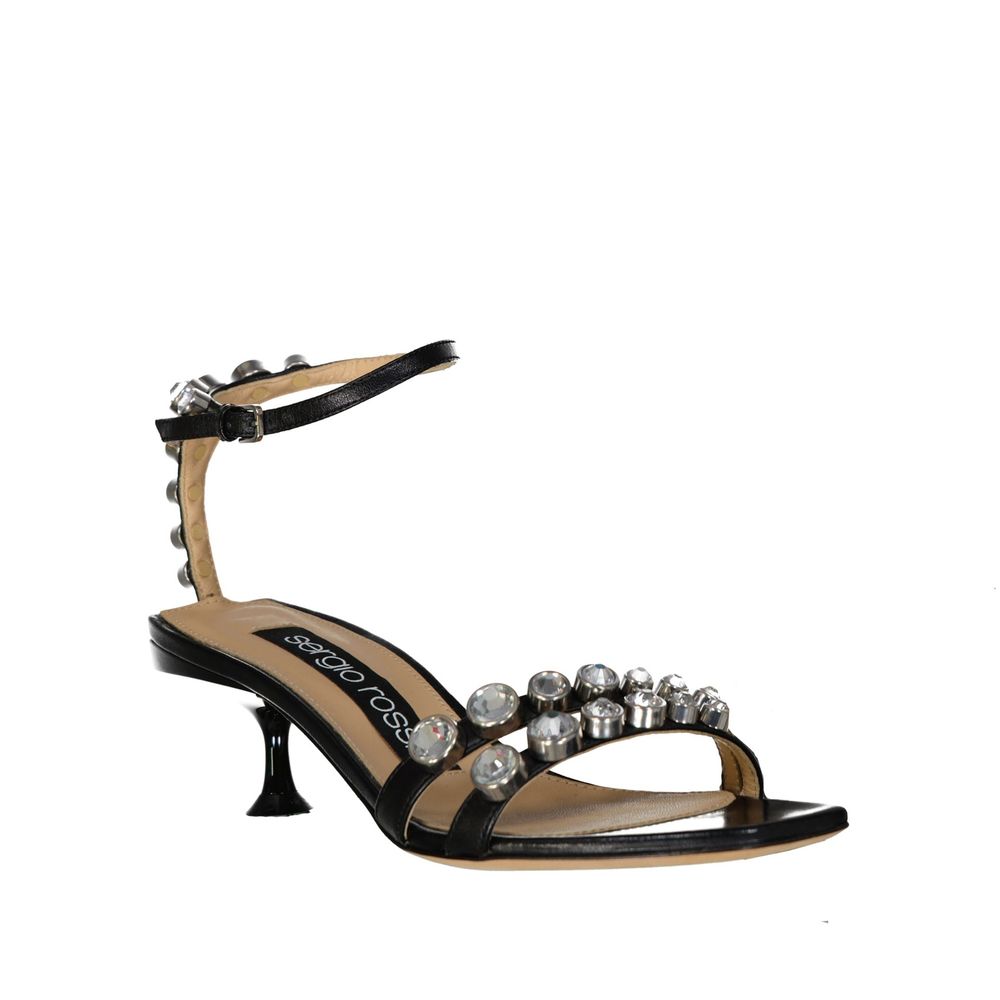 Sergio Rossi Black Calfskin Stiletto Heel Sandals | Regal Royce