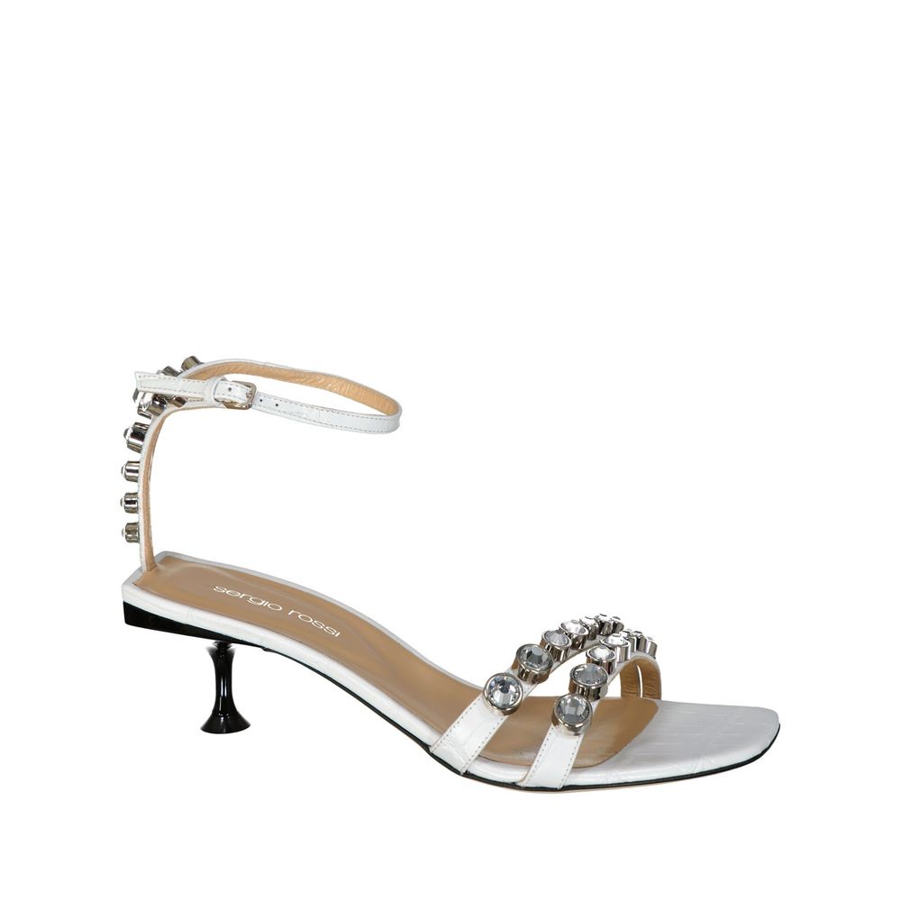Sergio Rossi White Calfskin Stiletto Heel Sandals | Regal Royce