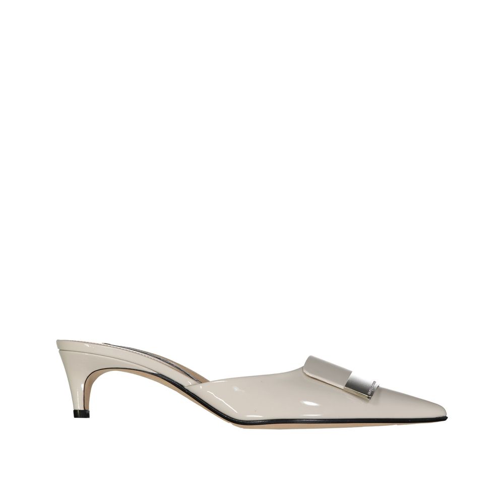 Sergio Rossi Beige Calfskin Mules | Regal Royce
