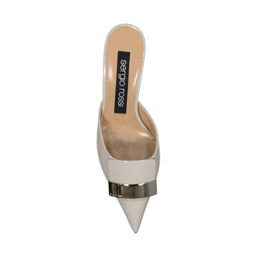 Sergio Rossi Beige Calfskin Mules | Regal Royce