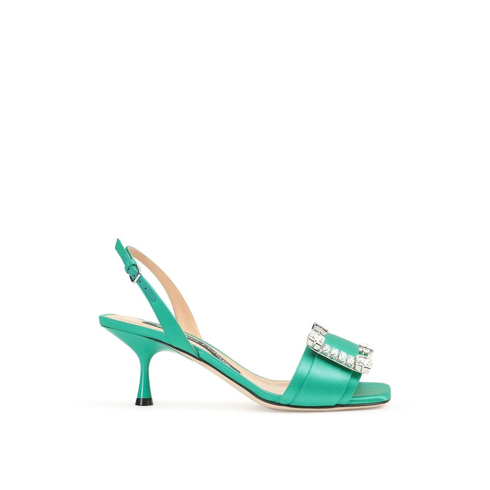 Sergio Rossi Bicolor Silk Stiletto Heel Sandals | Regal Royce
