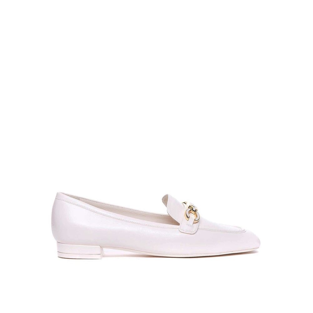 Stuart Weitzman White Calfskin Slip-On Loafers | Regal Royce
