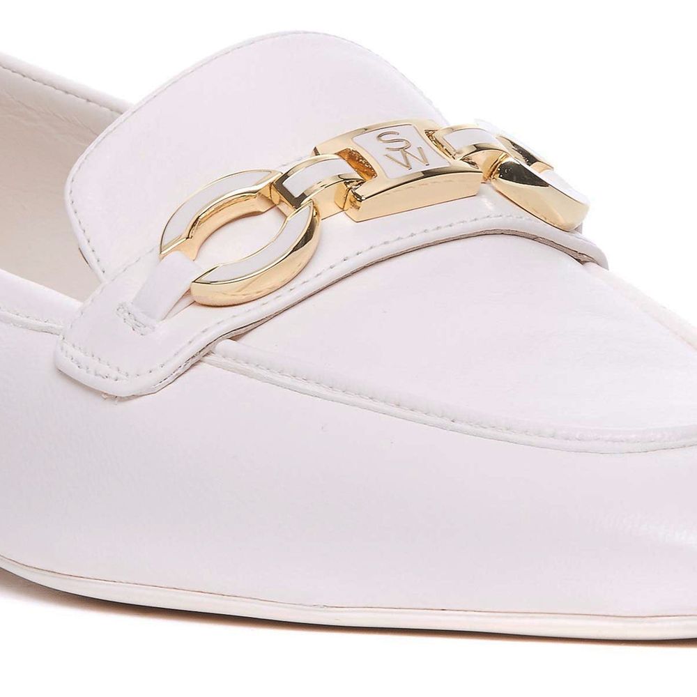 Stuart Weitzman White Calfskin Slip-On Loafers | Regal Royce