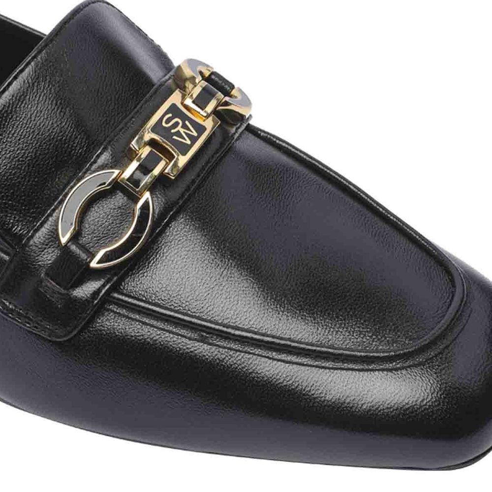 Stuart Weitzman Black Calfskin Slip-On Loafers | Regal Royce