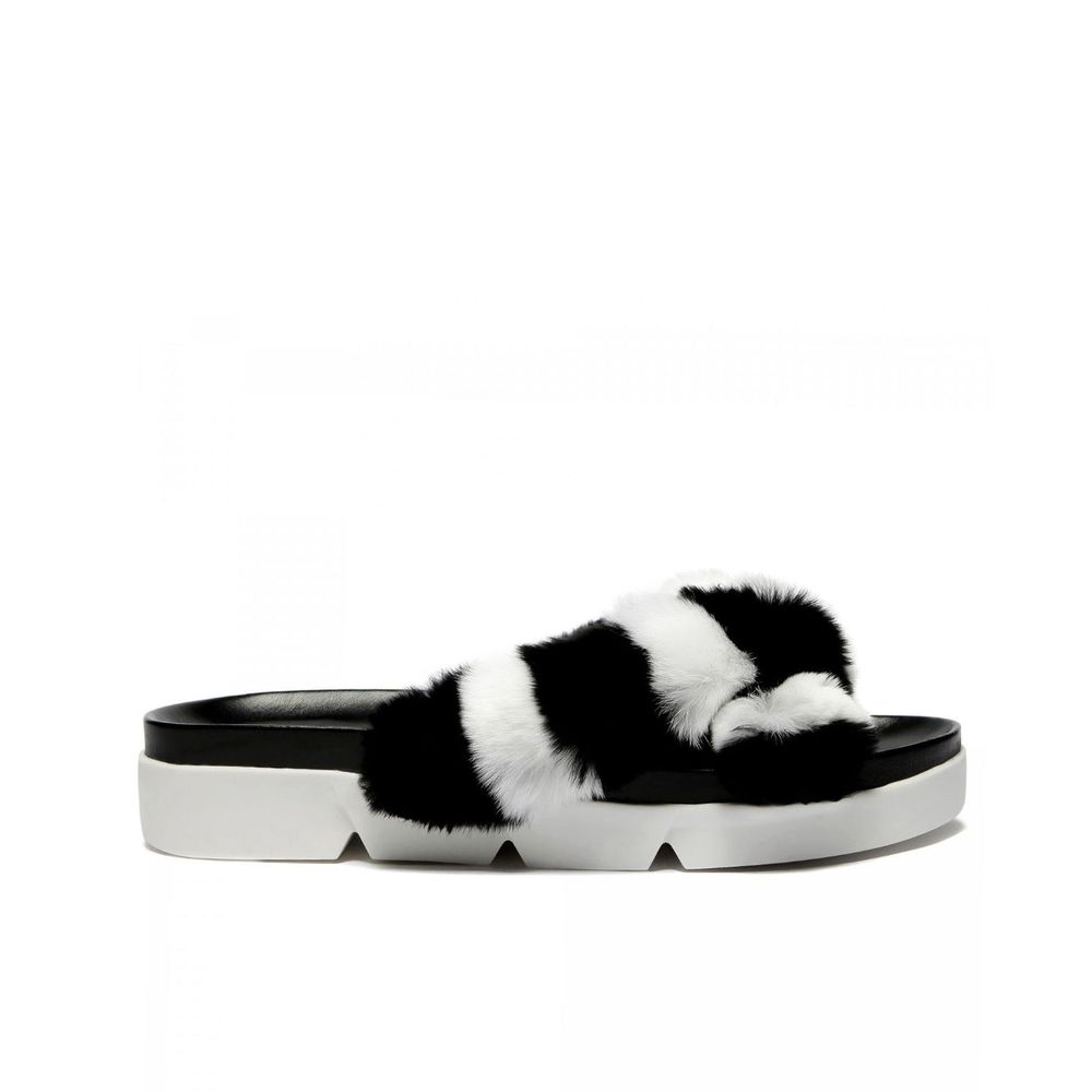 Stuart Weitzman Black Fur Slippers | Regal Royce