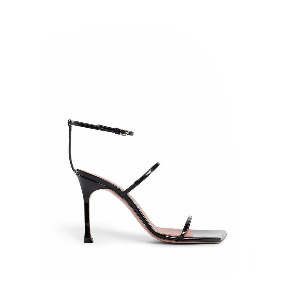 Amina Muaddi Black Calfskin Platform Sandals | Regal Royce