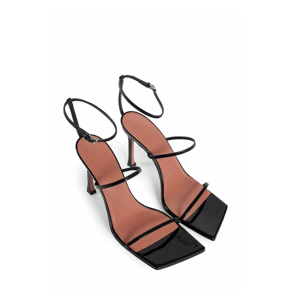 Amina Muaddi Black Calfskin Platform Sandals | Regal Royce
