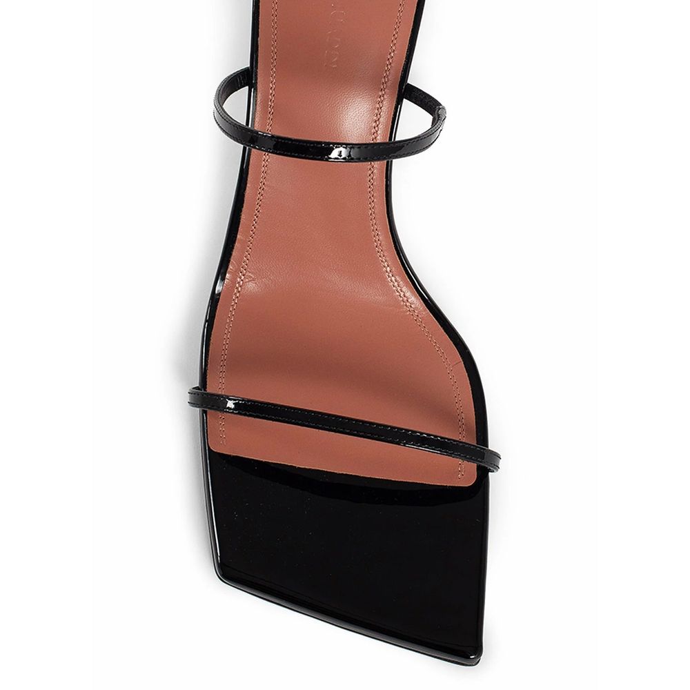 Amina Muaddi Black Calfskin Platform Sandals | Regal Royce