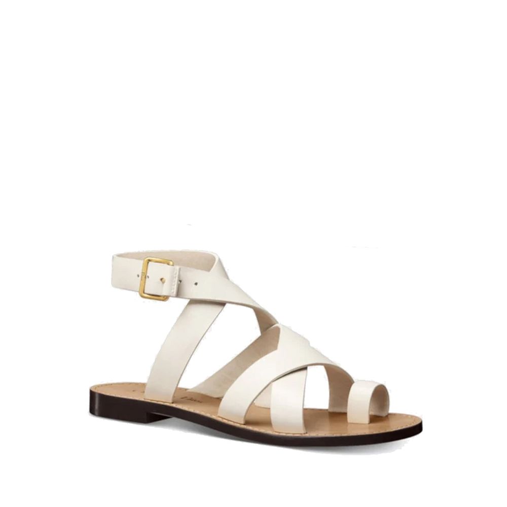 Dior White Calfskin Flat Sandals | Regal Royce
