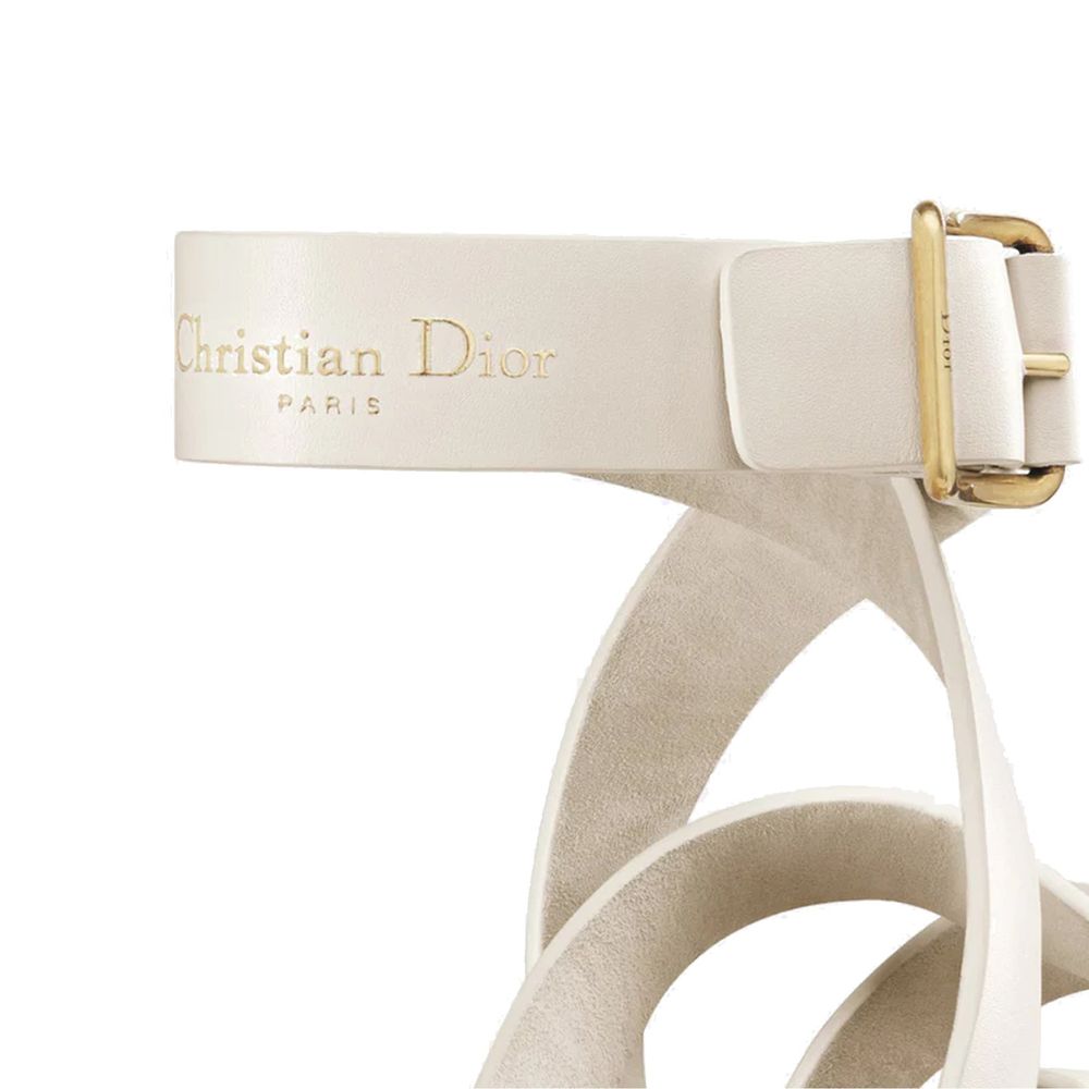 Dior White Calfskin Flat Sandals | Regal Royce