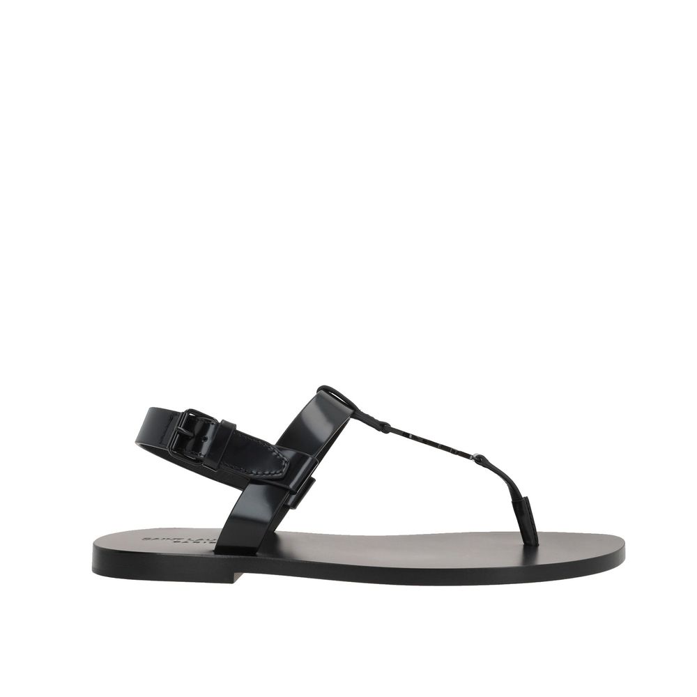 Saint Laurent Black Calfskin Flat Sandals | Regal Royce