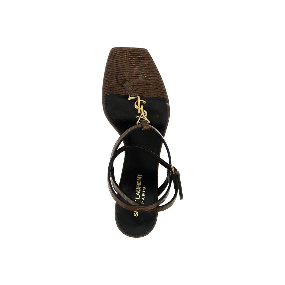 Saint Laurent Brown Calfskin Flat Sandals | Regal Royce