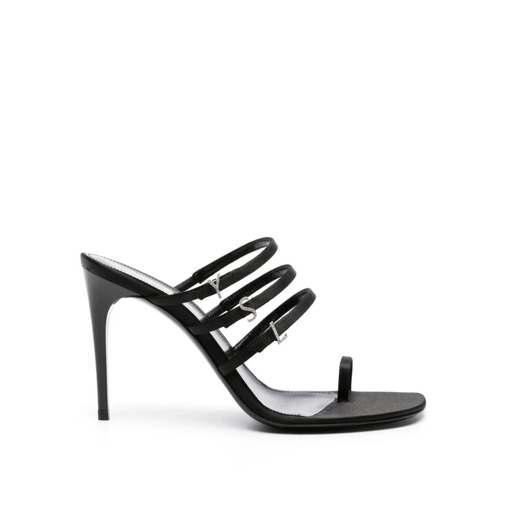 Saint Laurent Black Silk Stiletto Heel Sandals | Regal Royce