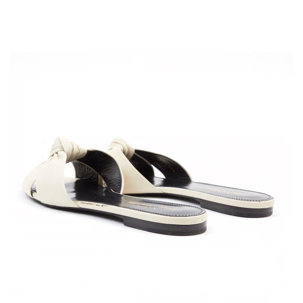Saint Laurent White Calfskin Slides | Regal Royce