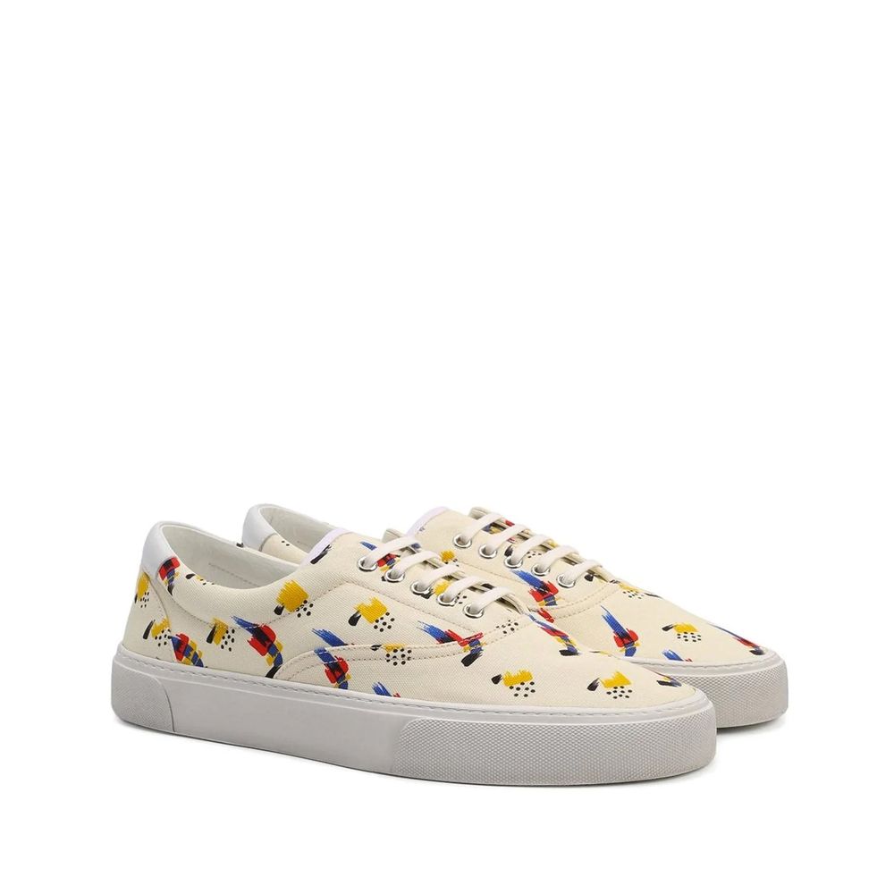Saint Laurent White Canvas Low Top Sneakers | Regal Royce