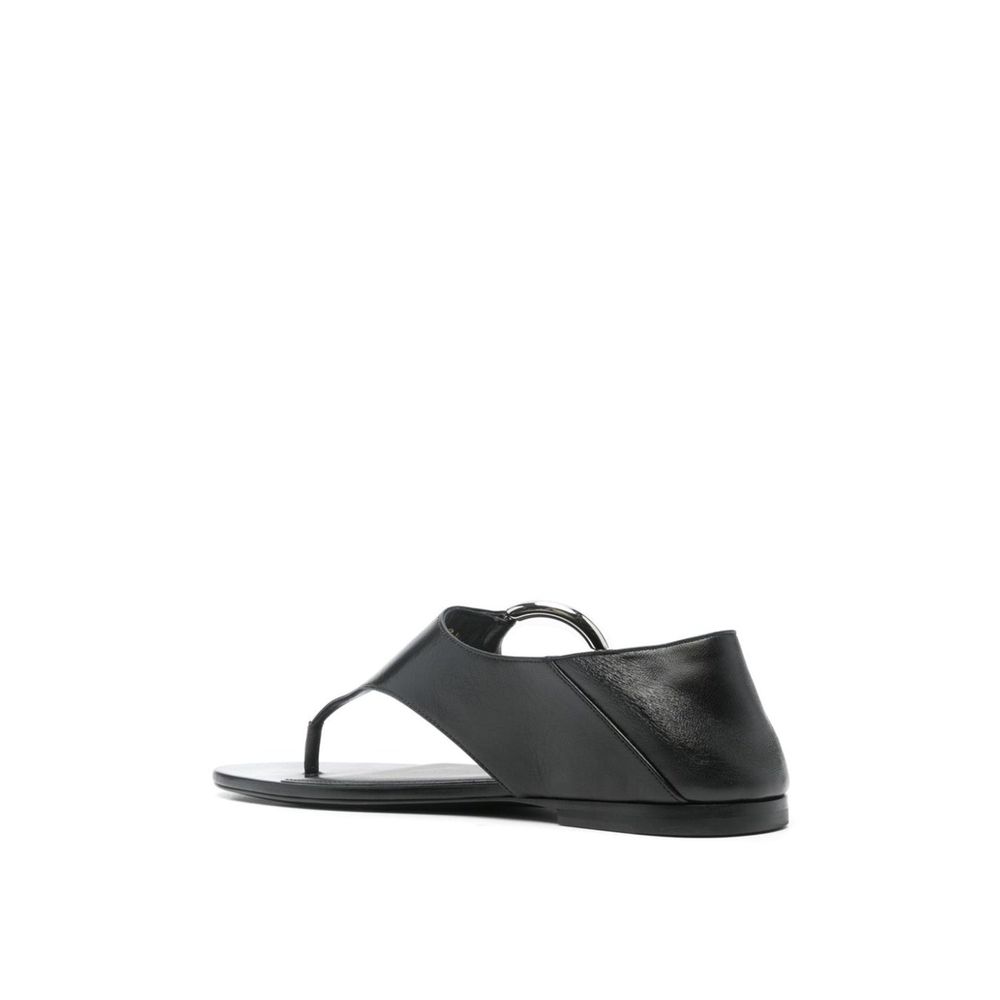 Saint Laurent Black Calfskin Flat Sandals | Regal Royce