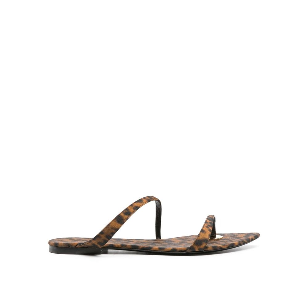 Saint Laurent Brown Fabric Flat Sandals | Regal Royce