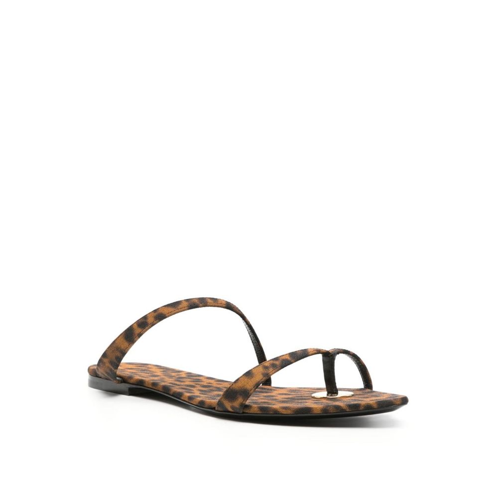 Saint Laurent Brown Fabric Flat Sandals | Regal Royce