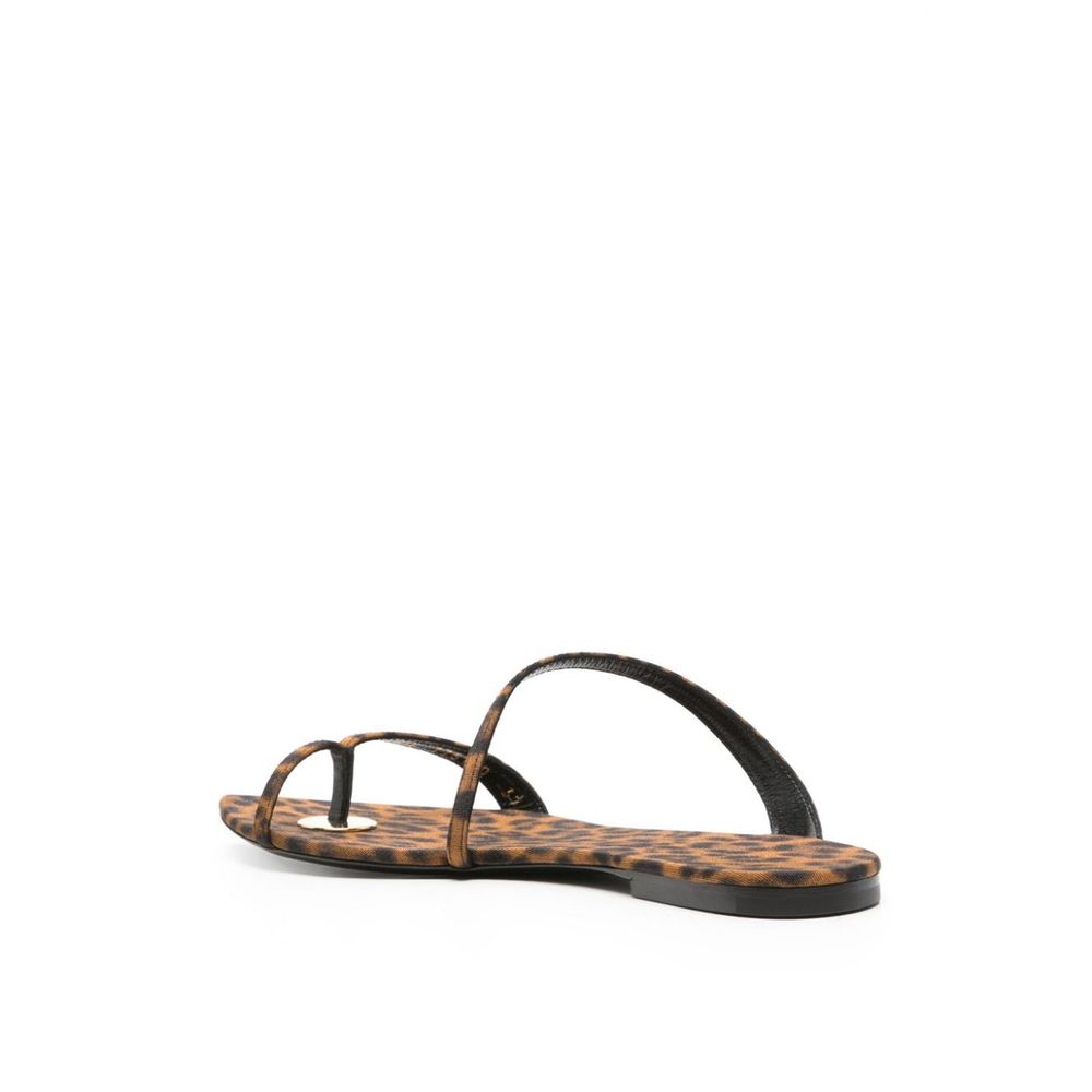 Saint Laurent Brown Fabric Flat Sandals | Regal Royce