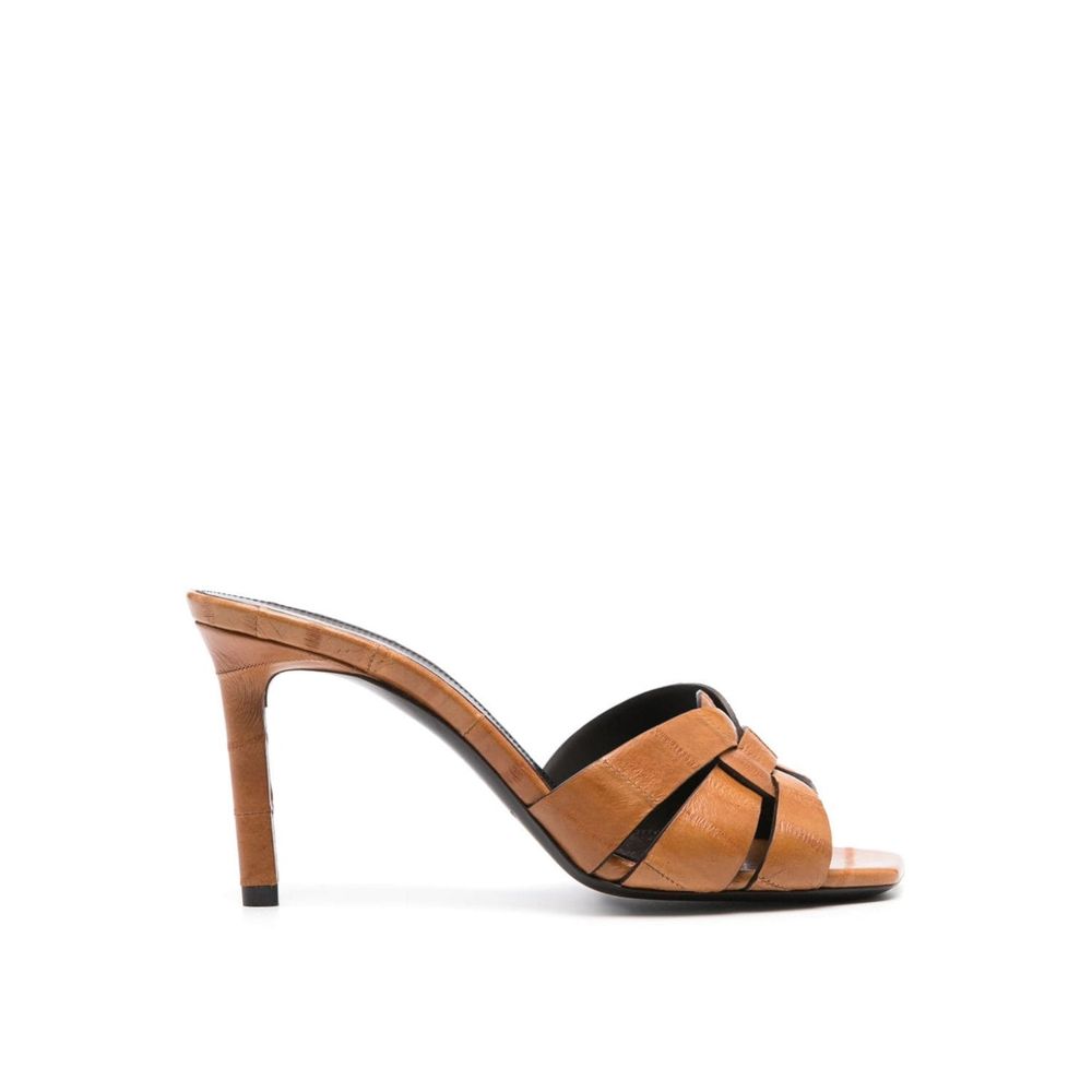 Saint Laurent Brown Calfskin Stiletto Heel Sandals | Regal Royce
