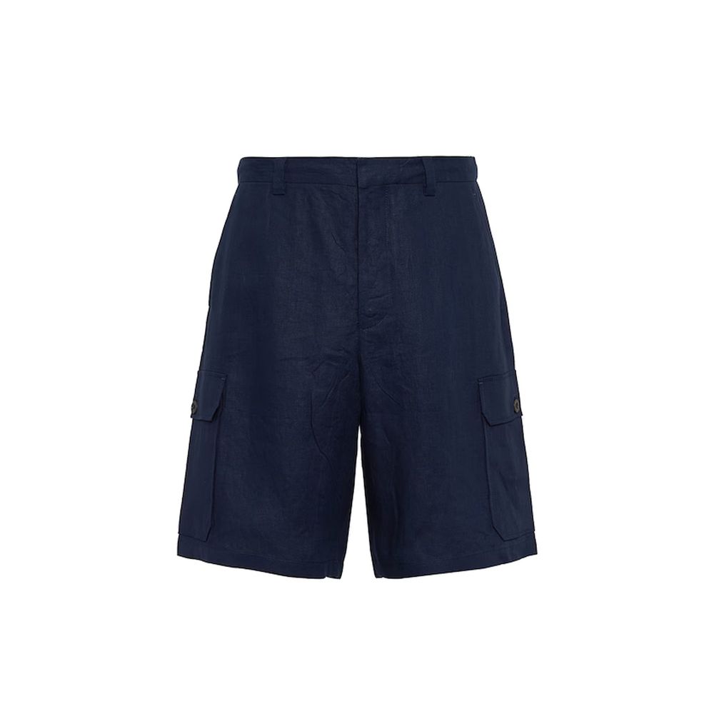 Prada Blue Linen Bermuda Shorts | Regal Royce