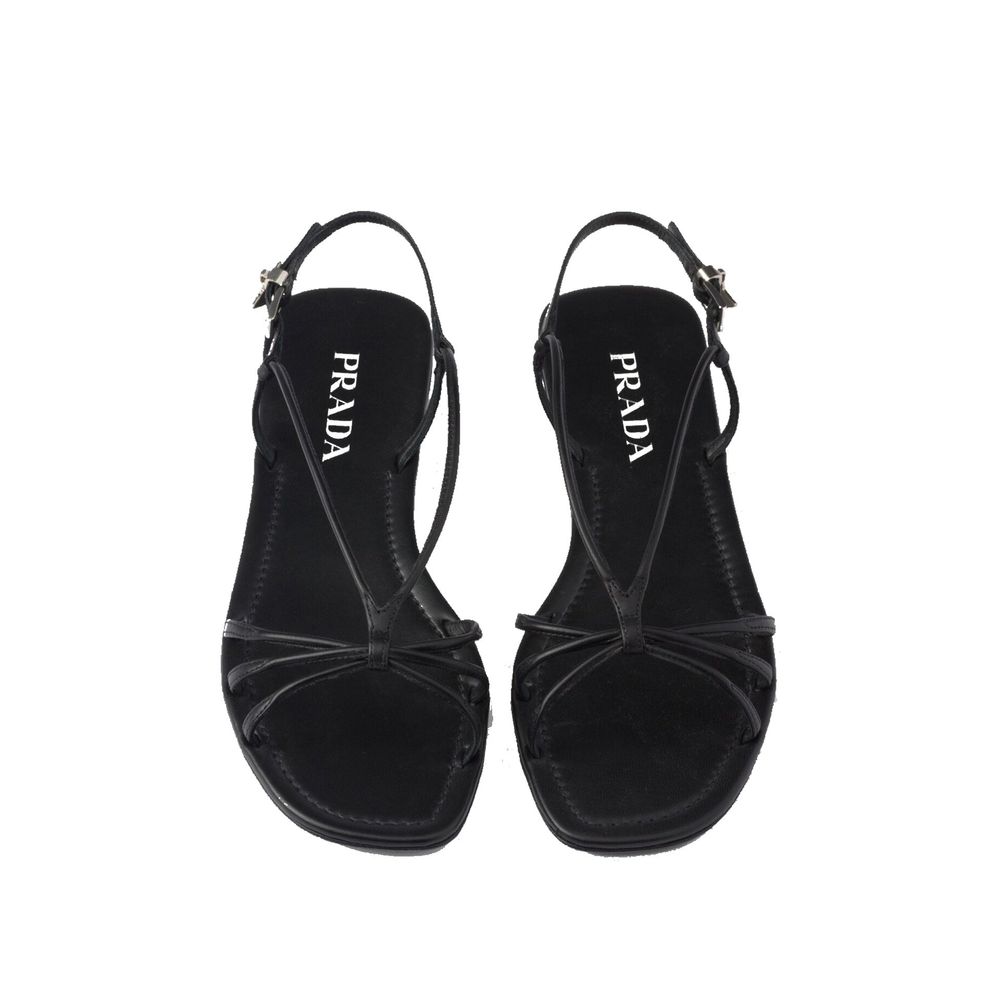 Prada Black Calfskin Strap-On Sandals | Regal Royce